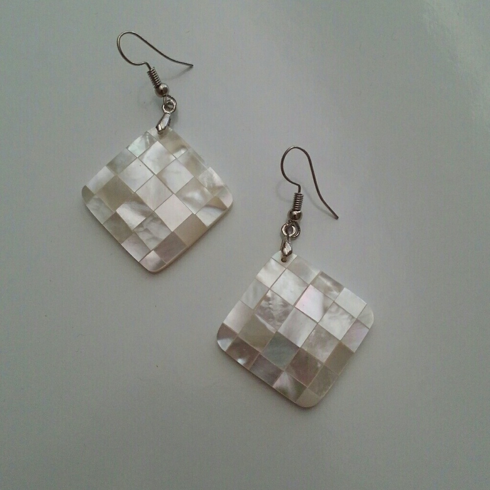 Diamond Mother of Pearl Earrings - Picture 6 of 7